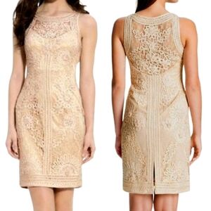 SUE WONG NOCTURNE Soutache Illusion Lace Sheath Dress